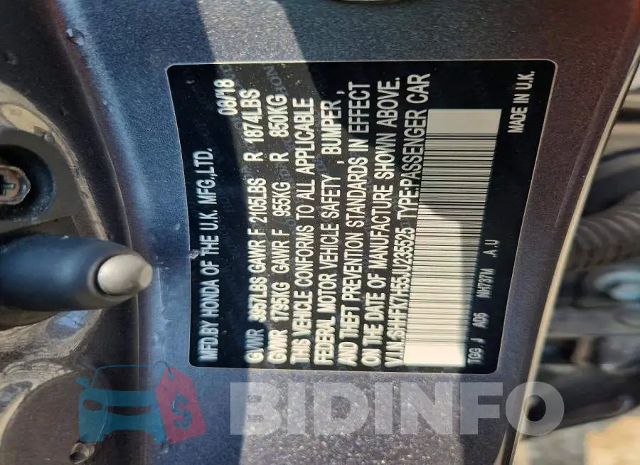 SHHFK7H55JU235525 Photo# 12