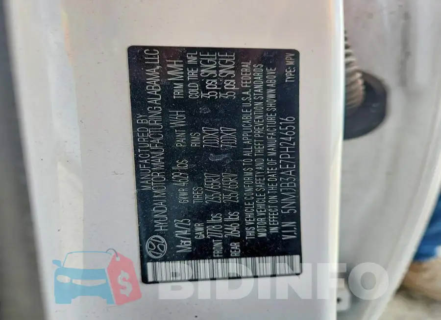 5NMJB3AE7PH246516 Photo# 13