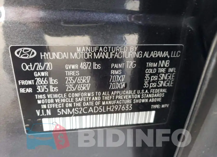 5NMS2CAD5LH297633 Photo# 13