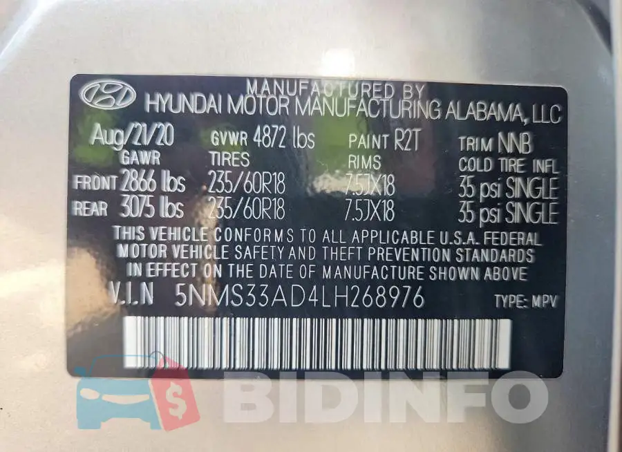5NMS33AD4LH268976 Photo# 14