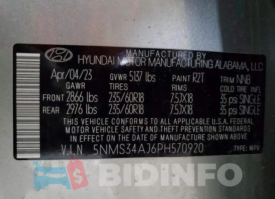 5NMS34AJ6PH570920 Photo# 12