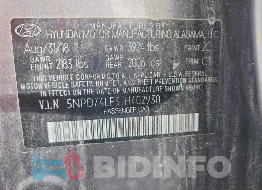5NPD74LF3JH402930 Photo# 13
