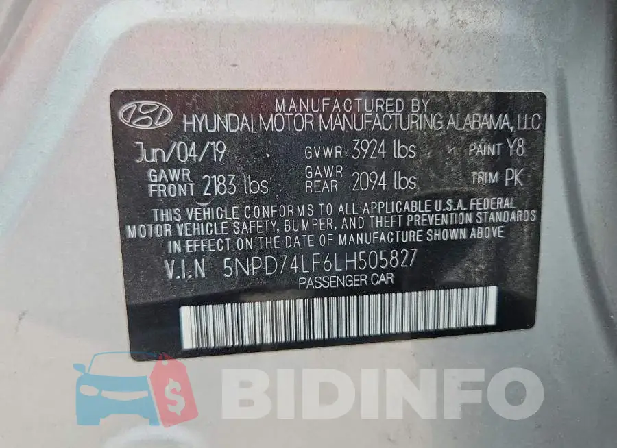 5NPD74LF6LH505827 Photo# 13