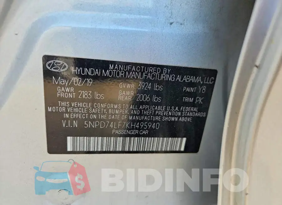5NPD74LF7KH495940 Photo# 12