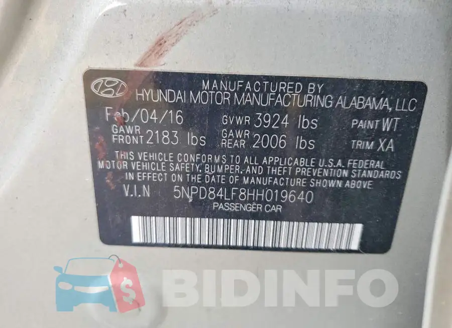 5NPD84LF8HH019640 Photo# 12