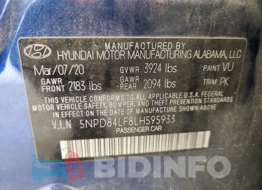 5NPD84LF8LH595933 Photo# 13