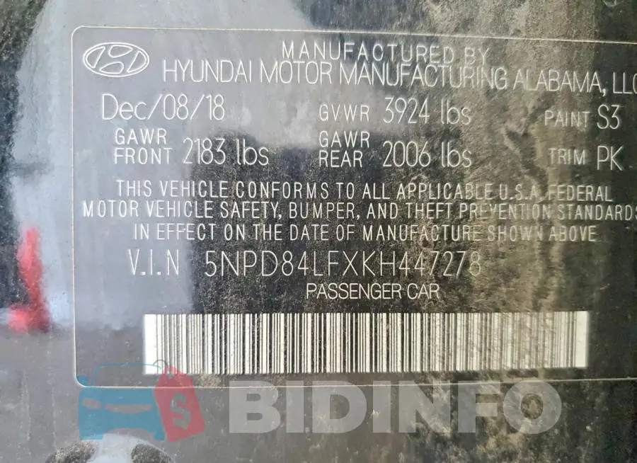 5NPD84LFXKH447278 Photo# 12