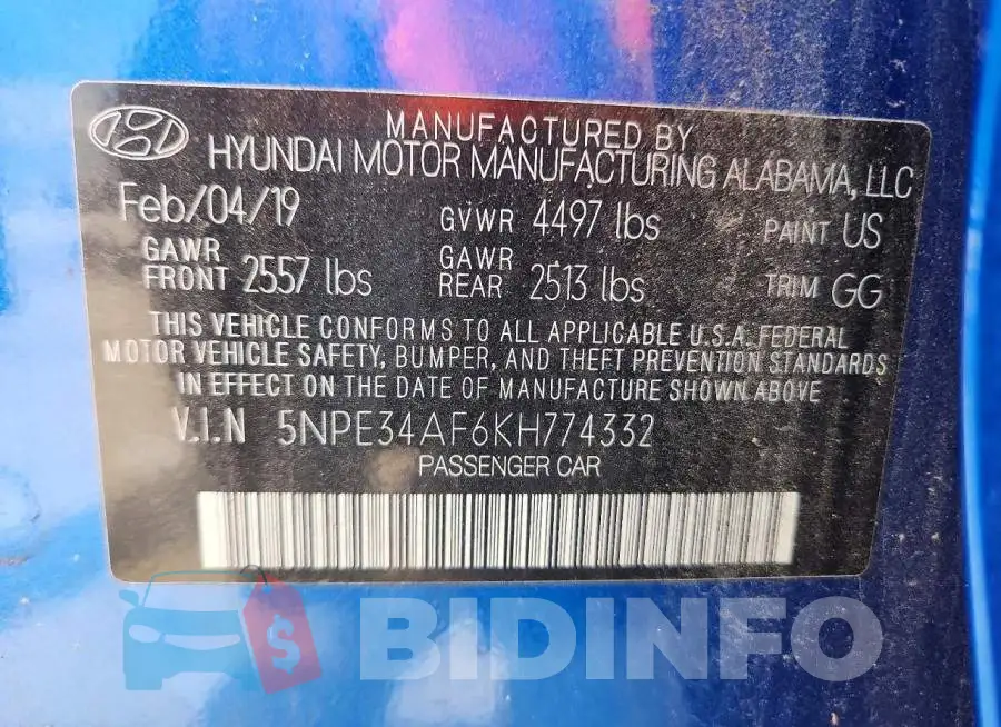5NPE34AF6KH774332 Photo# 12