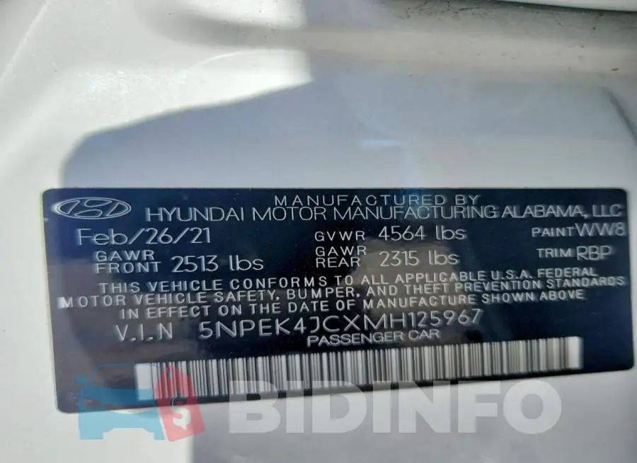 5NPEK4JCXMH125967 Photo# 12
