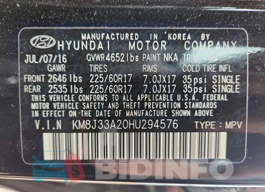 KM8J33A20HU294576 Photo# 14