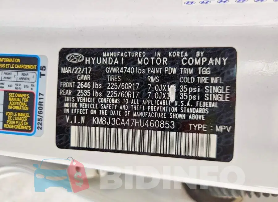 KM8J3CA47HU460853 Photo# 13