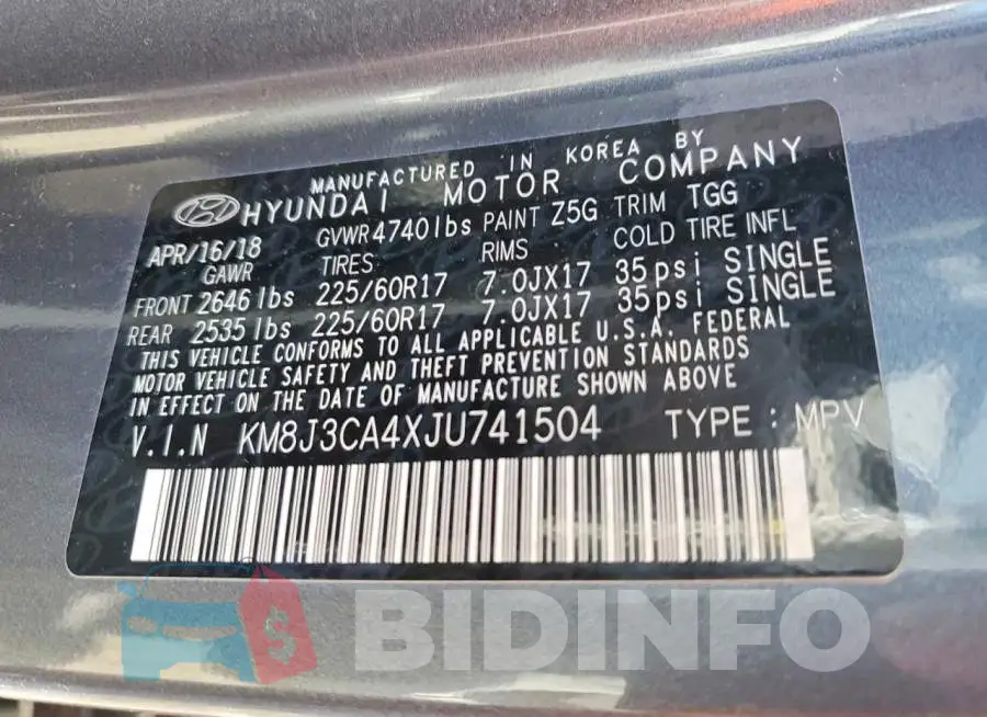 KM8J3CA4XJU741504 Photo# 14