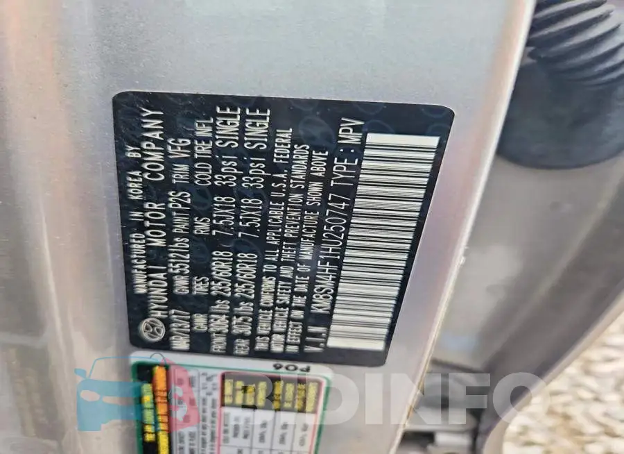 KM8SM4HF1HU250747 Photo# 13