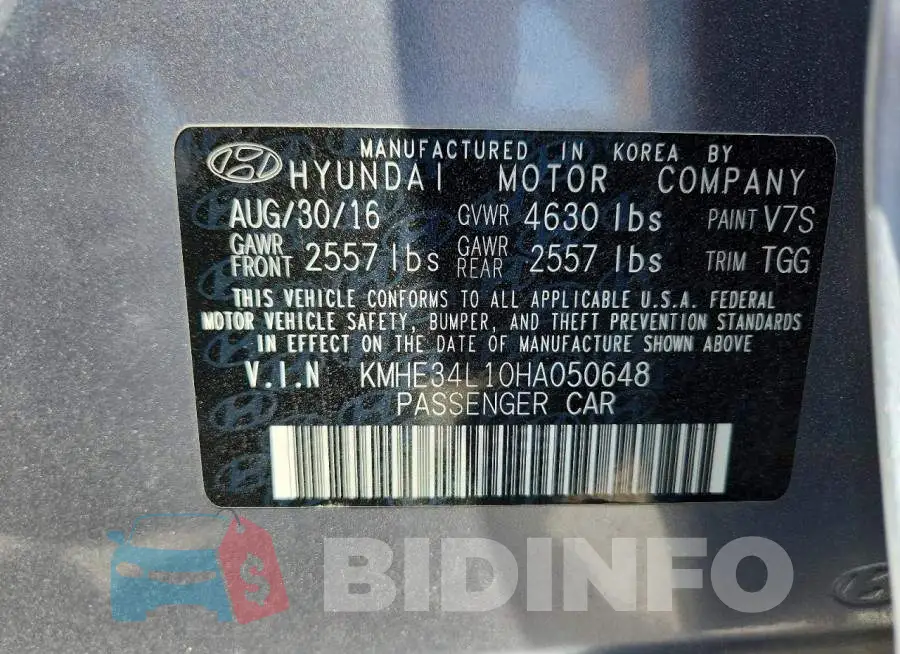 KMHE34L10HA050648 Photo# 12