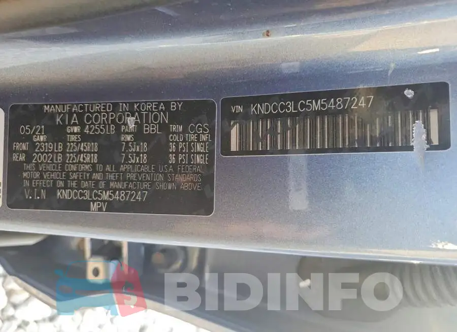 KNDCC3LC5M5487247 Photo# 13