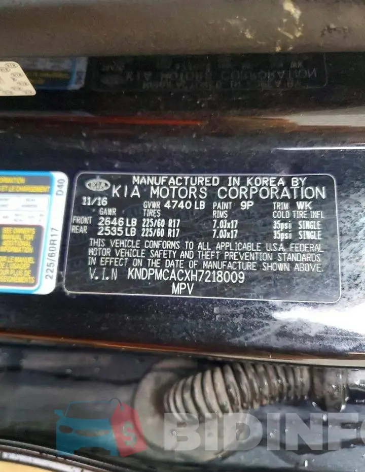 KNDPMCACXH7218009 Photo# 13