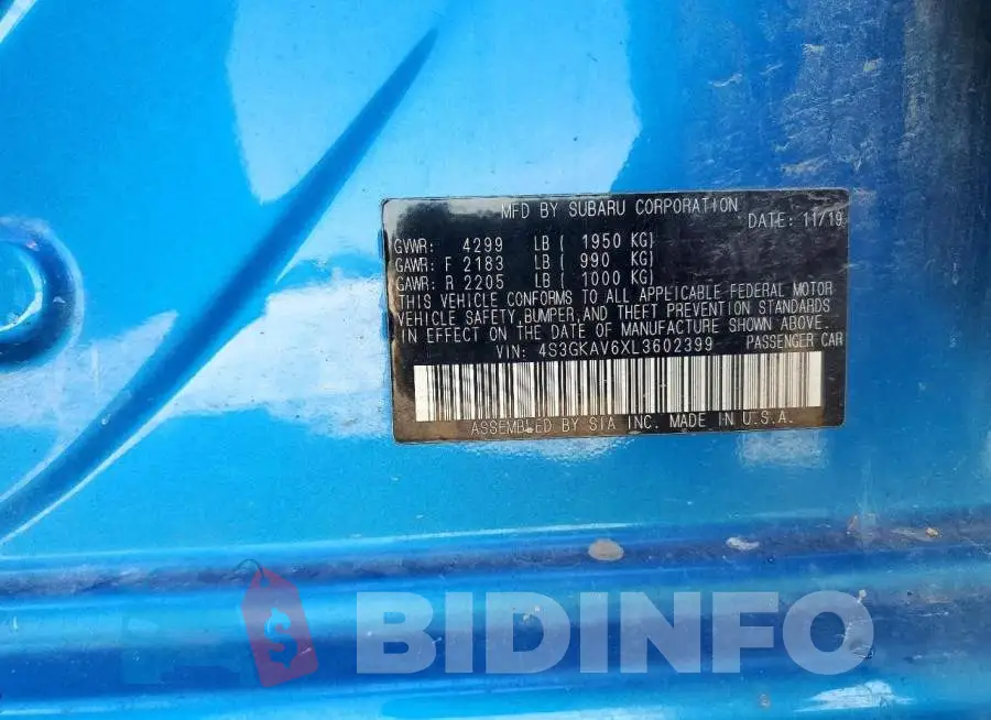 4S3GKAV6XL3602399 Photo# 13