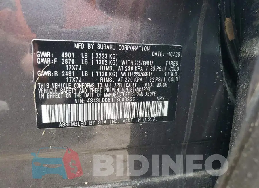 4S4SLDD61T3008936 Photo# 12