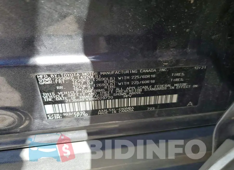 2T3B6RFVXNW029720 Photo# 13