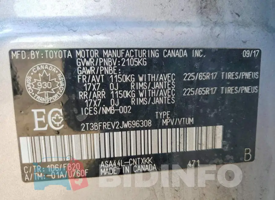 2T3BFREV2JW696308 Photo# 13