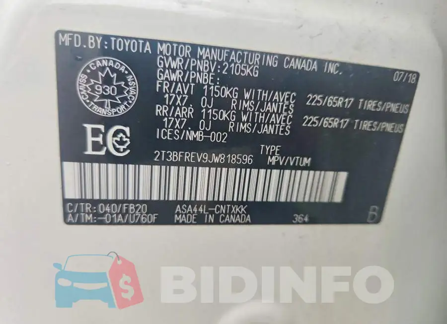 2T3BFREV9JW818596 Photo# 13
