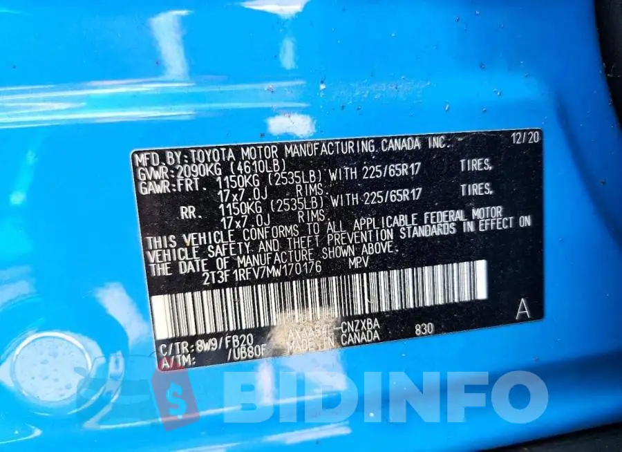2T3F1RFV7MW170176 Photo# 13