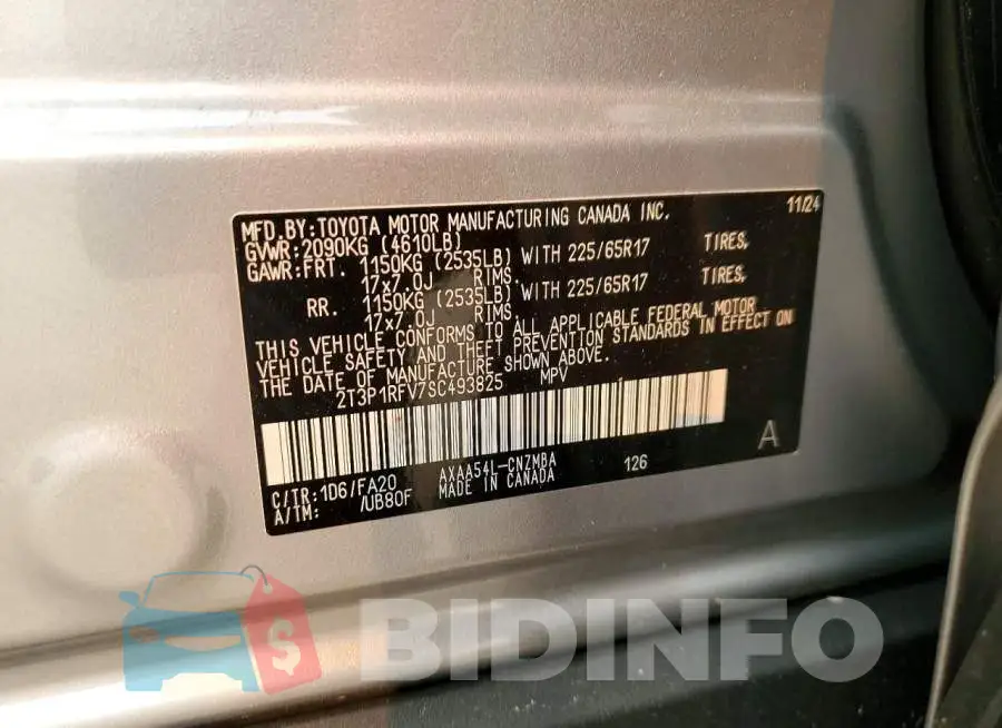 2T3P1RFV7SC493825 Photo# 13