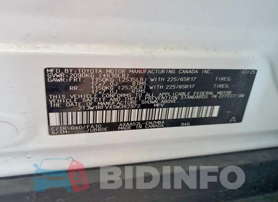 2T3W1RFVXSW382972 Photo# 12