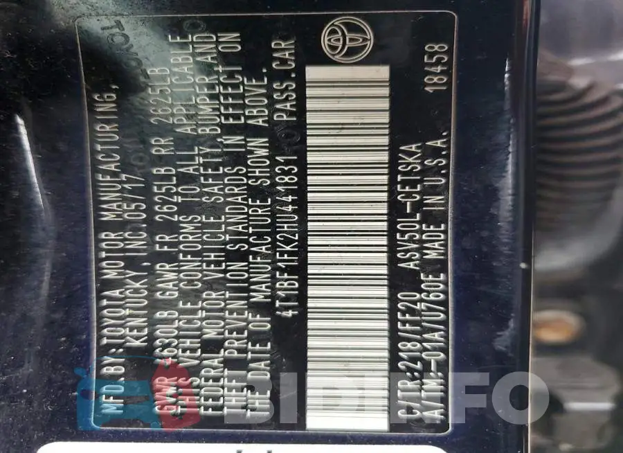 4T1BF1FK2HU441831 Photo# 12