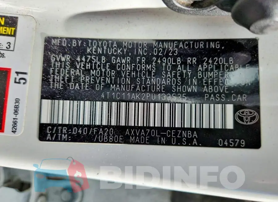 4T1C11AK2PU133535 Photo# 13
