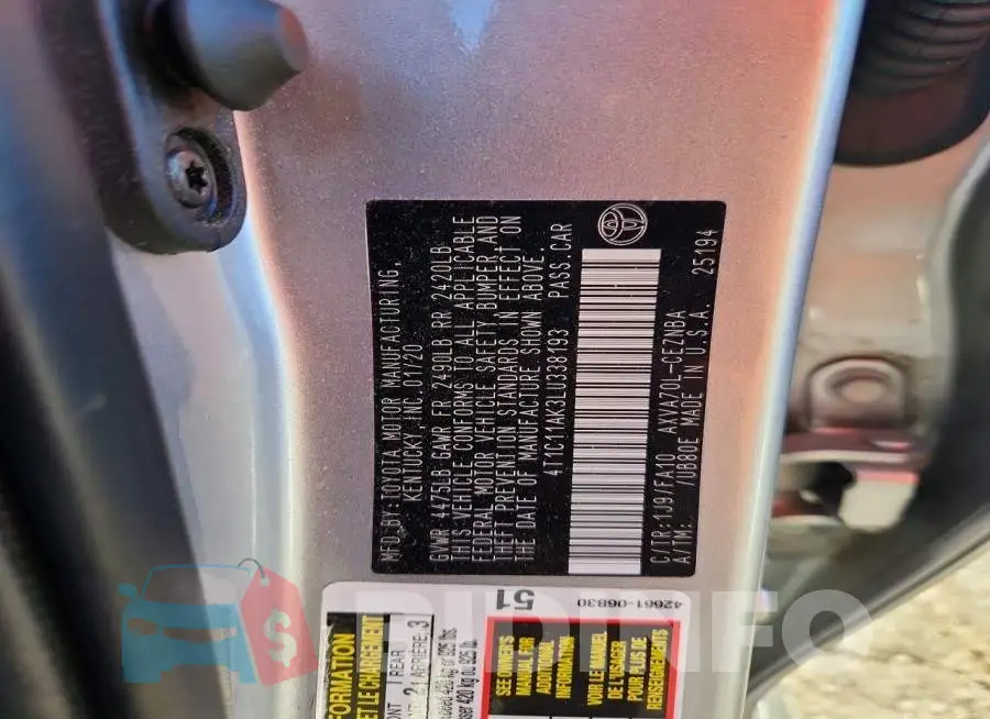 4T1C11AK3LU338193 Photo# 12