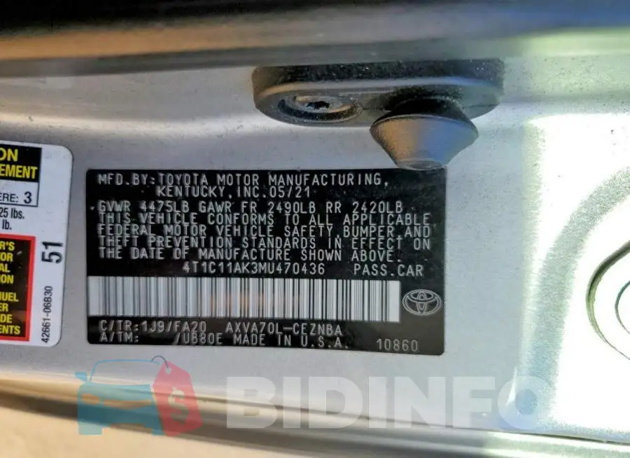 4T1C11AK3MU470436 Photo# 13
