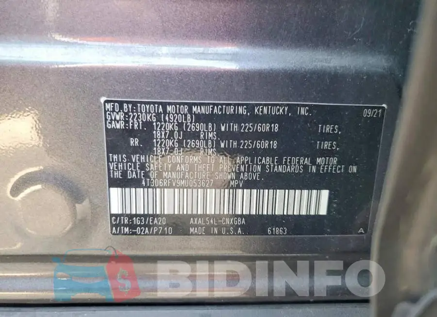 4T3D6RFV9MU053627 Photo# 14