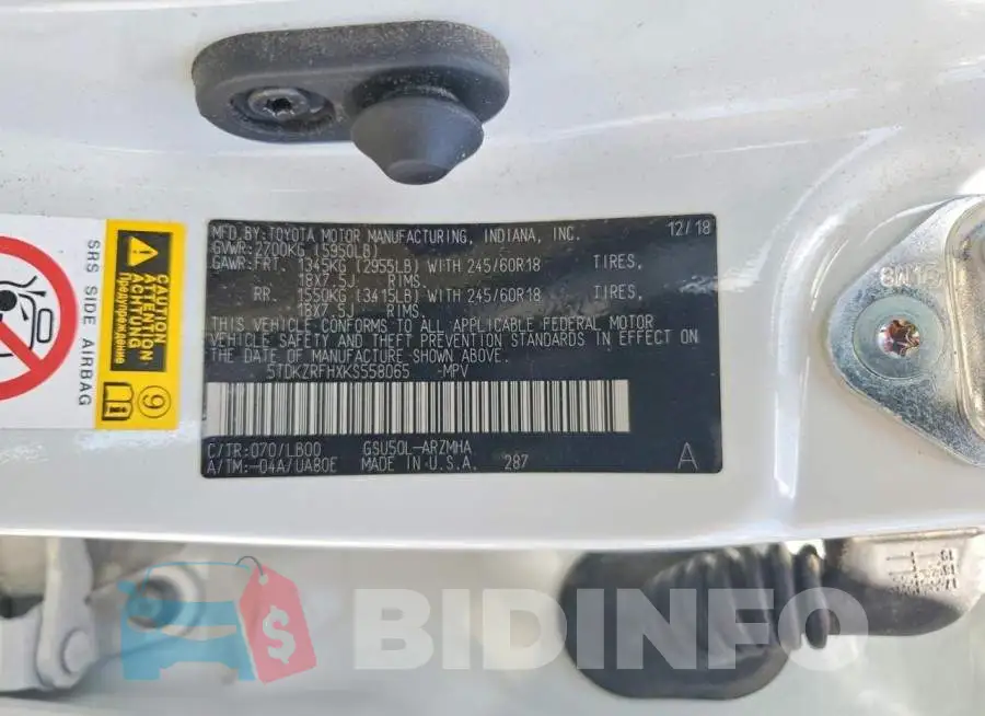 5TDKZRFHXKS558065 Photo# 14