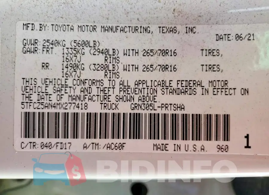 5TFCZ5AN4MX277418 Photo# 13