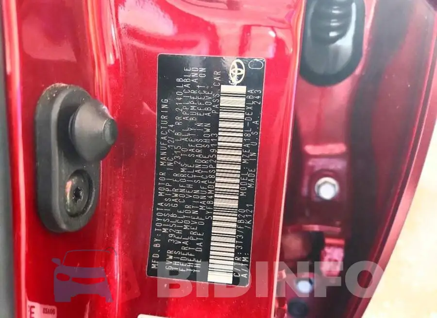5YFB4MDE8SP259113 Photo# 13