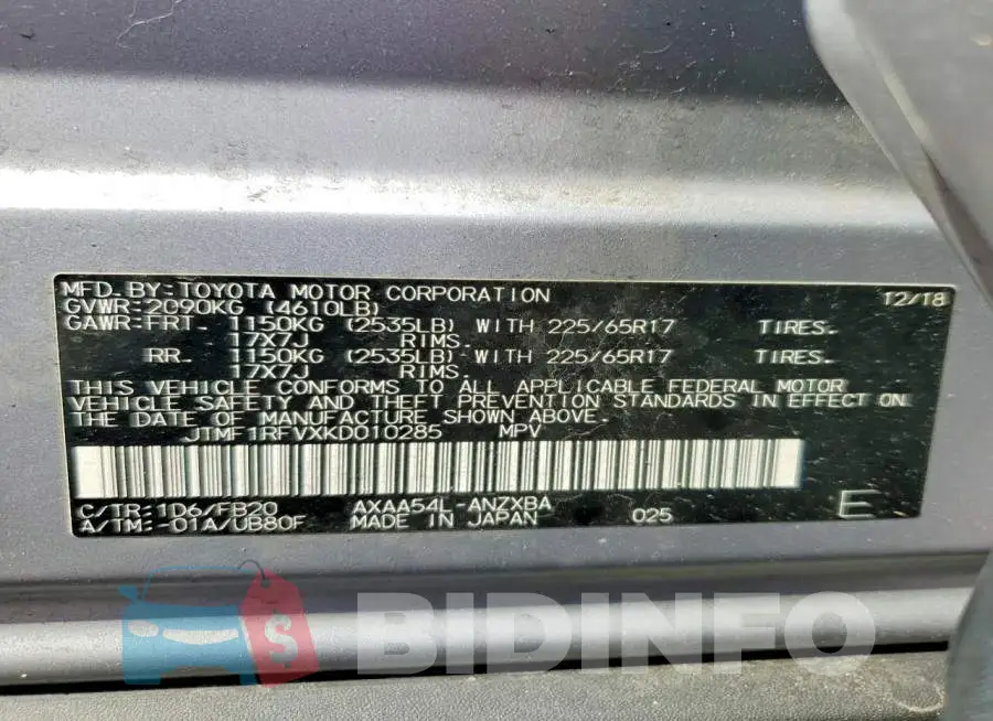JTMF1RFVXKD010285 Photo# 14