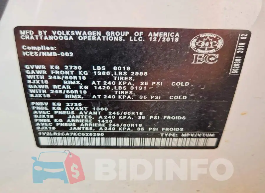 1V2LR2CA7KC526290 Photo# 13
