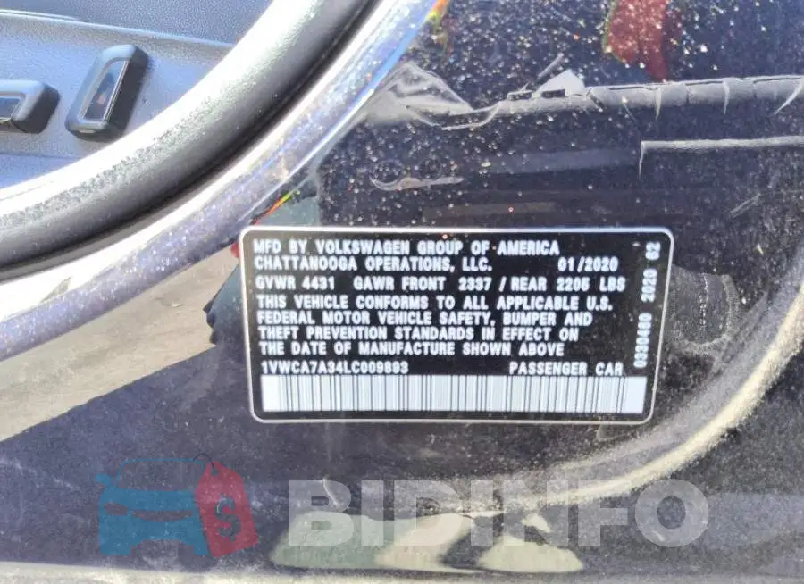 1VWCA7A34LC009893 Photo# 12