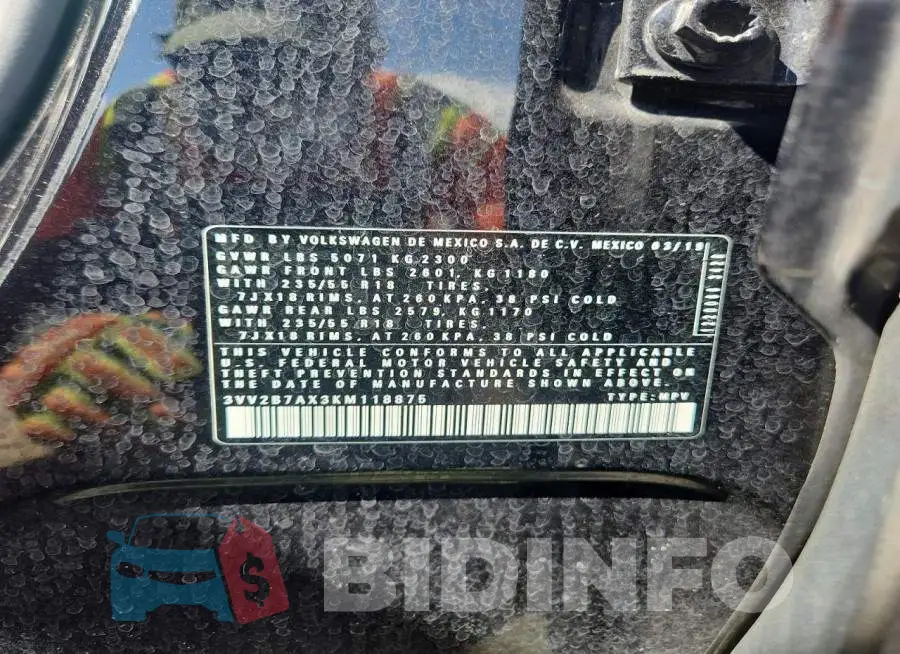 3VV2B7AX3KM118875 Photo# 13
