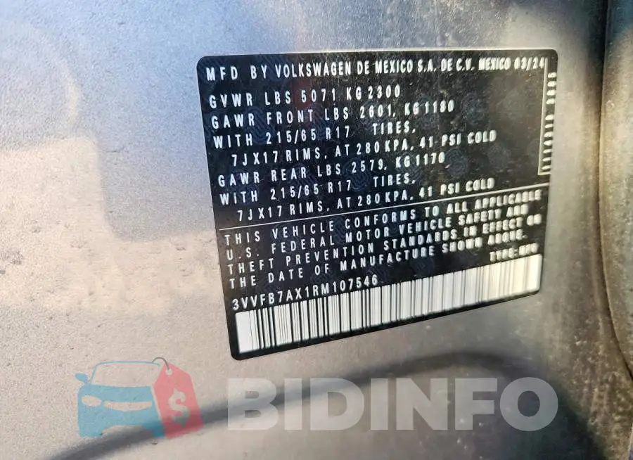 3VVFB7AX1RM107546 Photo# 13