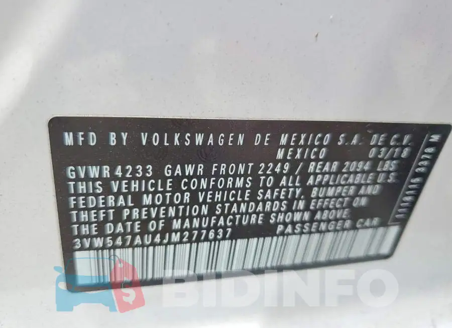 3VW547AU4JM277637 Photo# 13