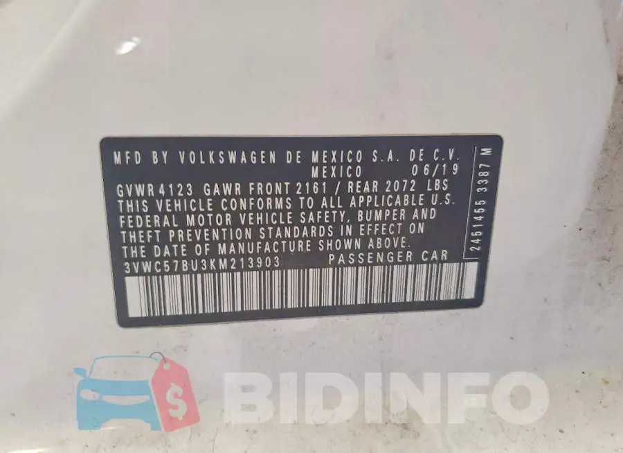 3VWC57BU3KM213903 Photo# 12