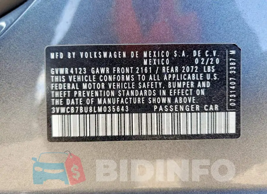 3VWCB7BU8LM035643 Photo# 14