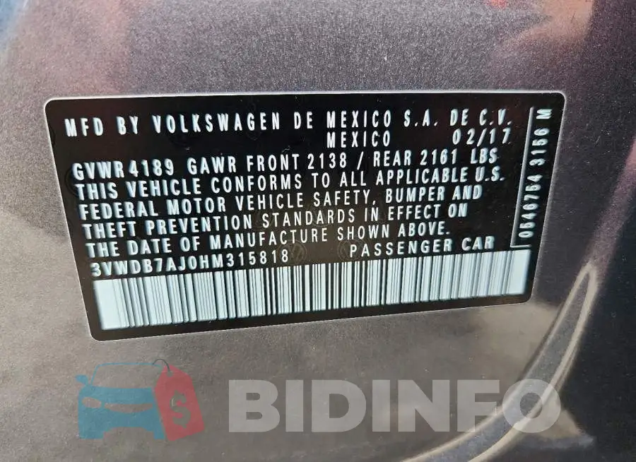 3VWDB7AJ0HM315818 Photo# 13