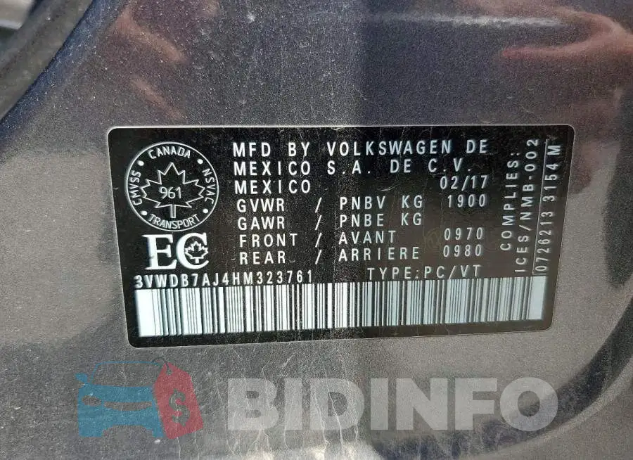 3VWDB7AJ4HM323761 Photo# 12