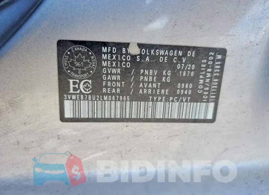 3VWEB7BU2LM067965 Photo# 12