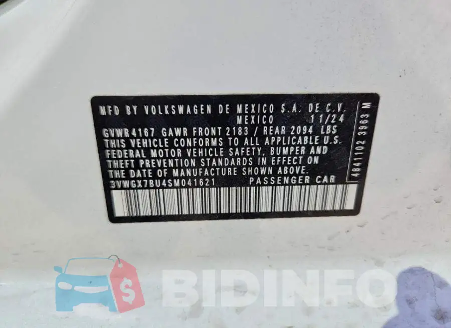 3VWGX7BU4SM041621 Photo# 13