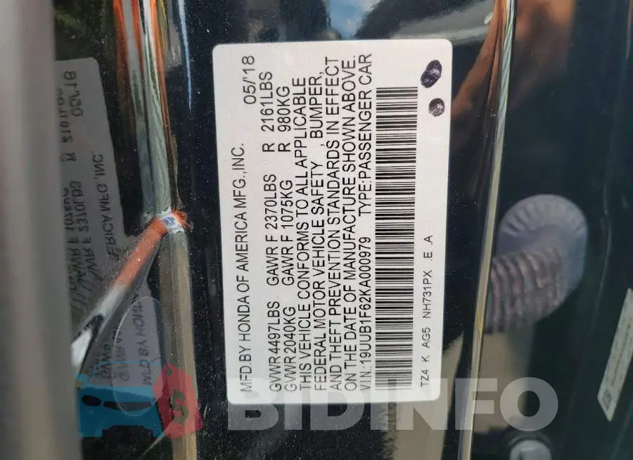 19UUB1F62KA000979 Photo# 12