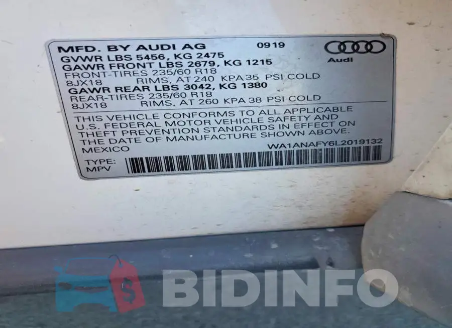 WA1ANAFY6L2019132 Photo# 14